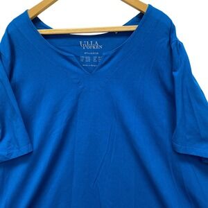 Ulla Popken V-Neck T-Shirt Womens 32/34 5X Blue Short Sleeve A-Line Plus Size